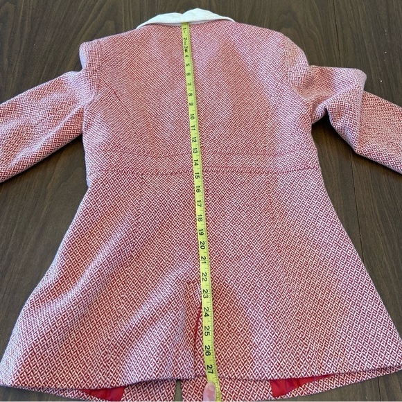 Women's  Zara Pink Double-Breasted Pea Coat Houndstooth Pattern Size Small - Picture 12 of 16